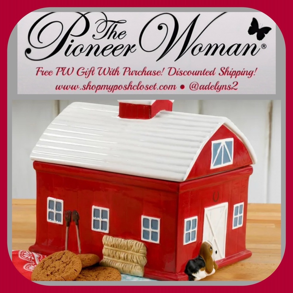 🌺 New Pioneer Woman Barn 7.9 Inch Cookie Jar, Stoneware, Charlie - Picture 3 of 8